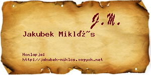 Jakubek Miklós névjegykártya